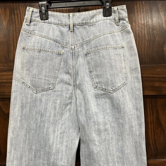 Emory Park Pants Women Size Small Blue Jean Wide Leg Raw Hem 26 Inch Waist‎ - Picture 5 of 13